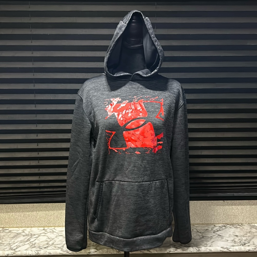 Under Armour Boys Gray w Red Graphics Athletic‎ Hoodie Size YXL
